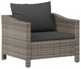 szürke polyrattan kerti fotel párnával