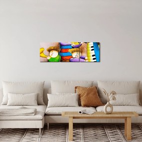 Kép - Zenészek, festmény (órával) (90x30 cm)