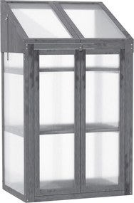 Outsunny Fa Mini Üvegház 70 x 50 x 120 cm, Fedett Üvegház Ablakkal, Kétszárnyú Ajtóval, Fényáteresztő Hidegkeret 3 Polccal, Télálló Magasított Kertágy