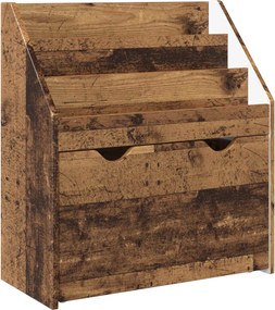 vidaXL Gyerek Könyvespolc fiókkal Öreg fa 60 x 29,5 x 69 cm Faanyag
