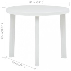 fehér műanyag kerti asztal 89 cm