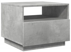 betonszürke dohányzóasztal LED-lámpákkal 50x49x40 cm