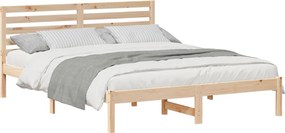 vidaXL Ágykeret fejtámlával Barna 150 x 200 cm Tömör fenyőfa
