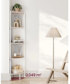 5 szintes sarokpolc, könyvespolc polirattan oldalakkal, 156x32x32 cm, zab bézs