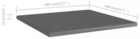 8 db magasfényű szürke szerelt fa könyvespolc 40 x 40 x 1,5 cm