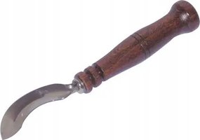 Kaparó félhold alakú P rozsdamentes acél 17cm, fa nyéllel.