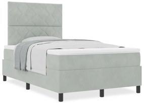 Boxspring Ágy Matrac Könnyű Szürke Kis Kétszemélyes Bársony