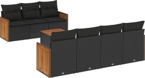 vidaXL 8 részes fekete polyrattan kerti ülőgarnitúra párnákkal