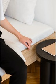 Natúr színű forgácslemez franciaágy ágytámla nélkül ágyráccsal 160x200 cm tölgyfa dekorral Streiko – noo.ma