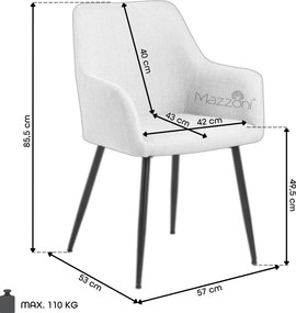 MAZZONI EXPORT VERA Bézs (Apia 453 szövet) / szürke-bézs váz (cashmere) - MODERN KÁRPITOZOTT CHENILLE  KAGYLÓSZÉK STÍLUSÚ NAPPALIBA/ÉTKEZŐBE