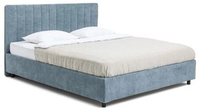 Kék kárpitozott ágyneműtartós franciaágy ágyráccsal 180x200 cm Myra Slim Line – Bonami Selection