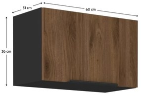 Felső konyhaszekrény Monzesa 60 GU 36 1F (okapi dió + fekete) . 1096949