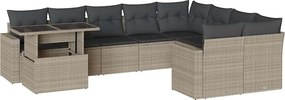 vidaXL 10 részes világosszürke polyrattan kerti ülőgarnitúra párnákkal