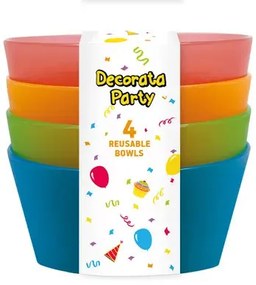 Színes Party félig átlátszó műanyag mélytányér 4 db-os