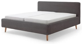 Szürke kárpitozott franciaágy tárolóhellyel ágyráccsal 180x200 cm Mattis Cord – Meise Möbel