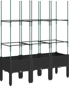 vidaXL fekete polipropilén rácsos kerti ültetőláda 120 x 40 x 142,5 cm