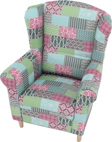 Füles fotel, szövet patchwork, CHARLOT