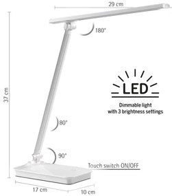 ONLI - LED Dimmelhető asztali lámpa WITH USB port DESKI LED/7W/230V 4000K fehér