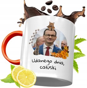 Narancssárga Bögre Mateusz Morawiecki Ajándék fényképes nyomtatással