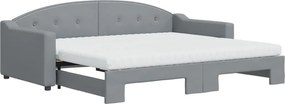 vidaXL világosszürke kihúzható szövet heverő matracokkal 90 x 200 cm