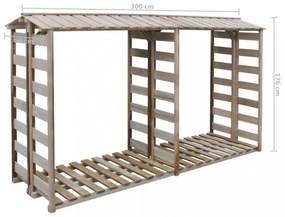 impregnált fenyőfa tűzifatároló 300 x 90 x 176 cm