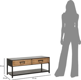 Fekete-natúr színű fém TV-állvány 95x38x38 cm Hanoi – Mauro Ferretti