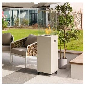 Planika Faro GAS - Kültéri gáz kandalló 142x36 cm 8kW fehér + védőborítás GO-FAW-00-K2