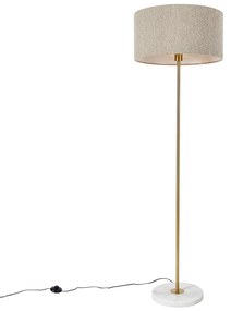 Modern sárgaréz állólámpa boucle búrával, taupe 50cm - Kaso