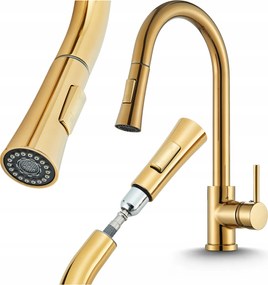 Konyhai Csaptelep Kihúzható Kivonattal Arany Konyhai csaptelep