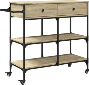 vidaXL sonoma tölgy színű szerelt fa zsúrkocsi 105 x 42 x 95 cm