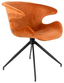 Mia design karfás szék, narancssárga bársony