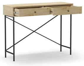 Natúr színű konzolasztal tölgyfa dekoros asztallappal 35x110 cm Titan – Marckeric