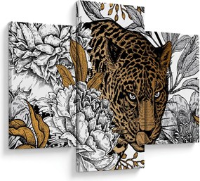 Kép - leopárd a virágok között (90x60 cm)