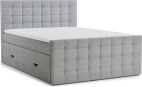 Szürke ágyneműtartós boxspring ágy 160x200 cm Tasca – Maison de Rêve