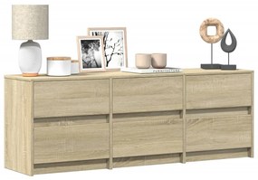 sonoma tölgy színű szerelt fa LED-es TV-szekrény 140x34x50 cm