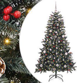 vidaXL Mű karácsonyfa 150 LED-del Zöld 150 cm PVC és Műanyag és Acél