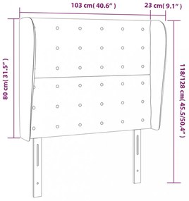 sötétbarna szövet fejtámla szárnyakkal 103 x 23 x 118/128 cm