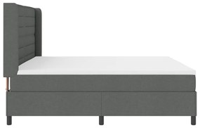 Boxspring Ágy Matraccal és LED Fekete Szürke 200x200 cm Szövet
