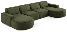 Zöld zsenília sarokkanapé (U alakú) Omao – Makamii