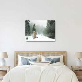 Leopárd a hóban képe (üvegen) (70x50 cm)