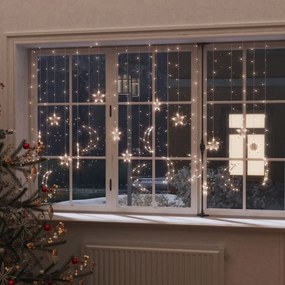 345 meleg fehér LED-es csillag és hold fényfüzér távirányítóval