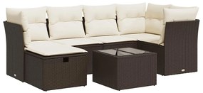 vidaXL 7 részes barna polyrattan kerti ülőgarnitúra párnákkal