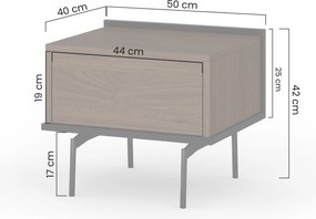 Zenar éjjeliszekrény fiókkal 50 cm - dió elegant / fekete