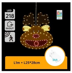 Aigostar - LED karácsonyi dekoráció 218xLED/3xAA IP44 + távirányítóval, 28 cm-es rénszarvas
