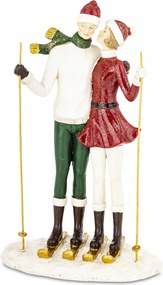 Karácsonyi Dísz Figura Síelő Páros Téli Ő és Ő Szerelmesek Ünnep