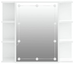 magasfényű fehér tükrös szekrény LED-ekkel 70 x 16,5 x 60 cm