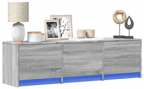 szürke sonoma színű szerelt fa LED-es TV-szekrény 140x34x40 cm