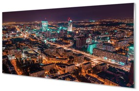 Akrilkép Varsó Város éjszaka panoráma 100x50 cm 2 fogas