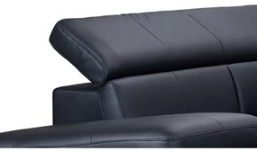 Fekete, balos, bőrkárpitos, L-alakú SALERNO II sarokkanapé, ággyá nyitható