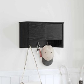 Fali Kabáthorog polcokkal Musta tammi 50 x 20 x 30 cm Faanyag